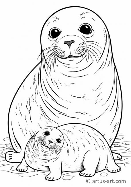Pagina da colorare di adorabili foche
